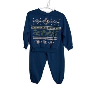 Vintage Mickey's Stuff for Kids Navy Blue Ski Novelty Sweatsuit Set Size 3T